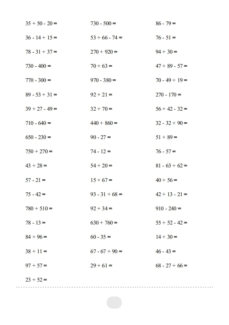 图片[2]-三年级数学上册▲口算题（万以内的加减法(一)）连打2500题（人教版）-米大兔试卷网