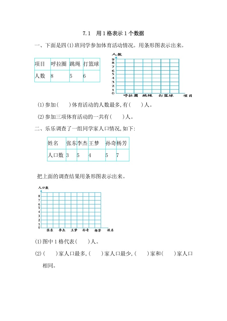 四年级数学上册7.1用1格表示1个数据（人教版）-米大兔试卷网