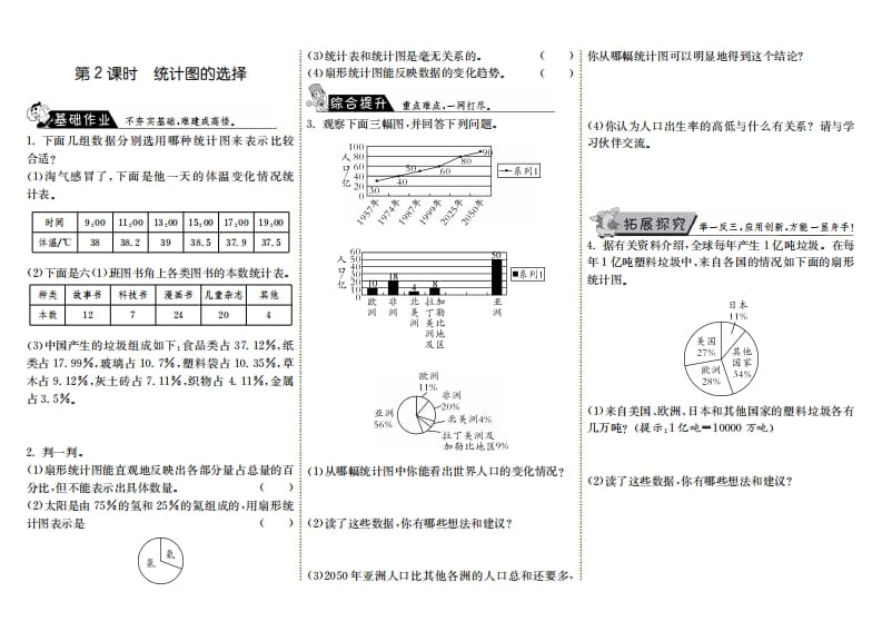 六年级数学上册5.2统计图的选择（北师大版）-米大兔试卷网