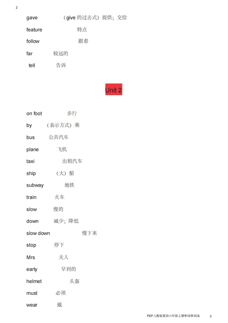 图片[2]-六年级英语上册单词表（人教版PEP）-米大兔试卷网