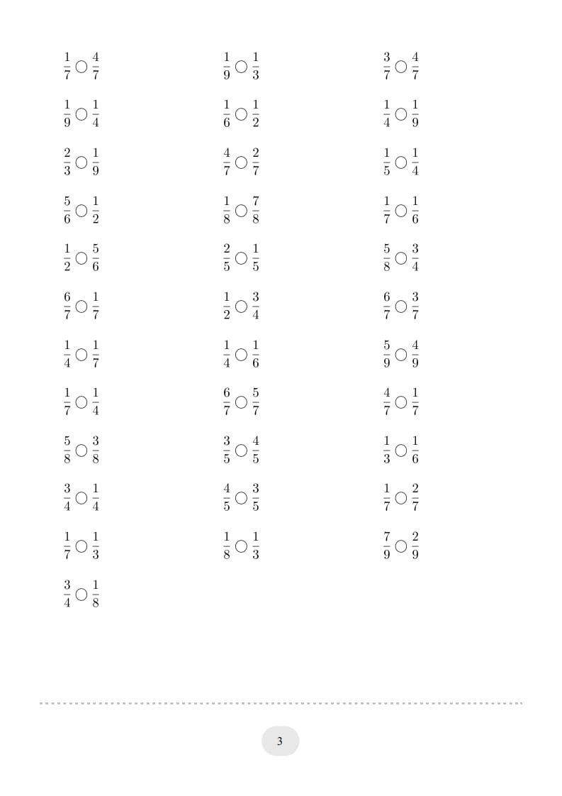 图片[3]-三年级数学上册口算题(分数比大小)1000题（人教版）-米大兔试卷网