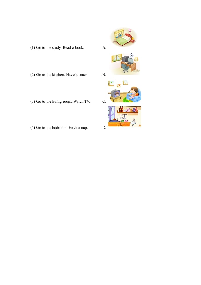 图片[2]-四年级英语上册Unit4_A_Let’s_learn同步习题（人教版一起点）-米大兔试卷网