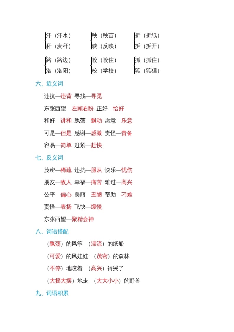 图片[2]-二年级语文上册第八单元基础知识必记（部编）-米大兔试卷网