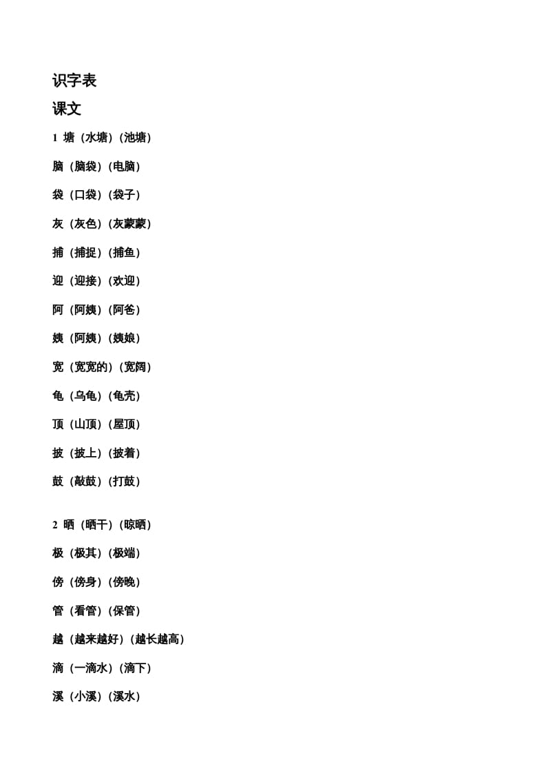 二年级语文上册生字表组词（部编）-米大兔试卷网