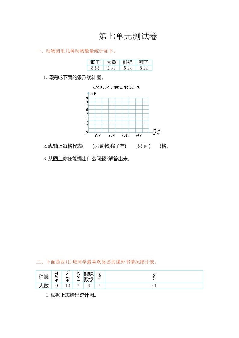 四年级数学上册第七单元测试卷（人教版）-米大兔试卷网