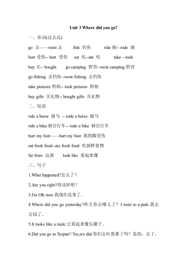 六年级英语下册Unit3单元知识梳理（2）-米大兔试卷网