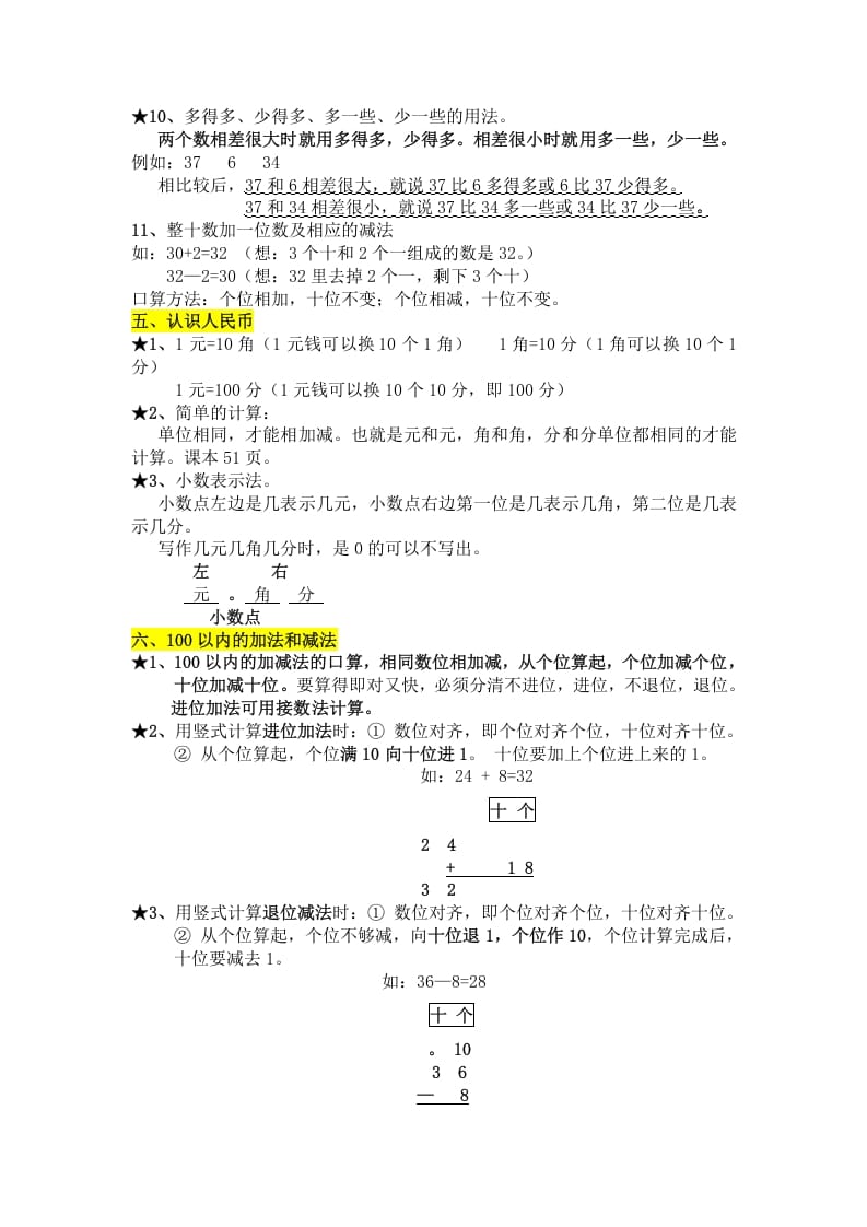 图片[3]-一年级数学下册知识点总结-米大兔试卷网