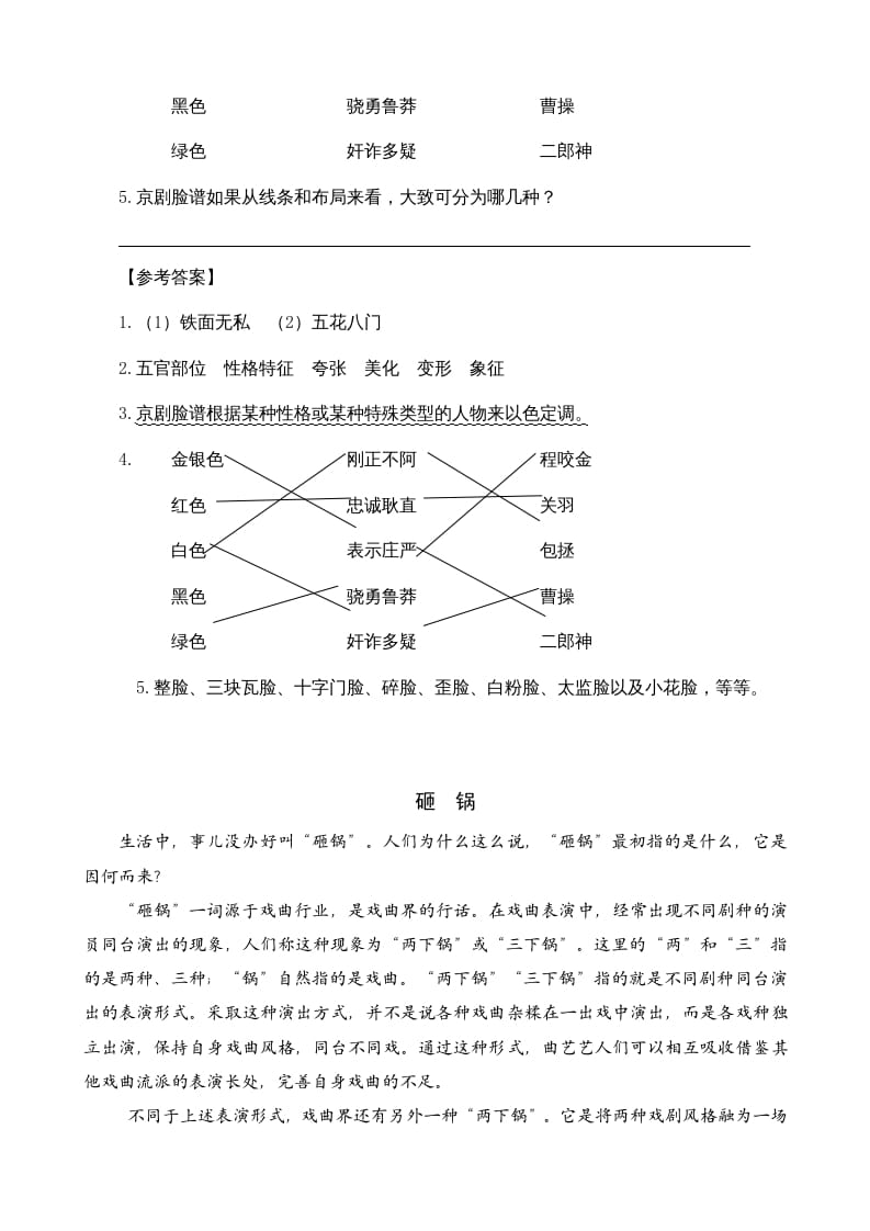 图片[2]-六年级语文上册类文阅读23京剧趣谈（部编版）-米大兔试卷网