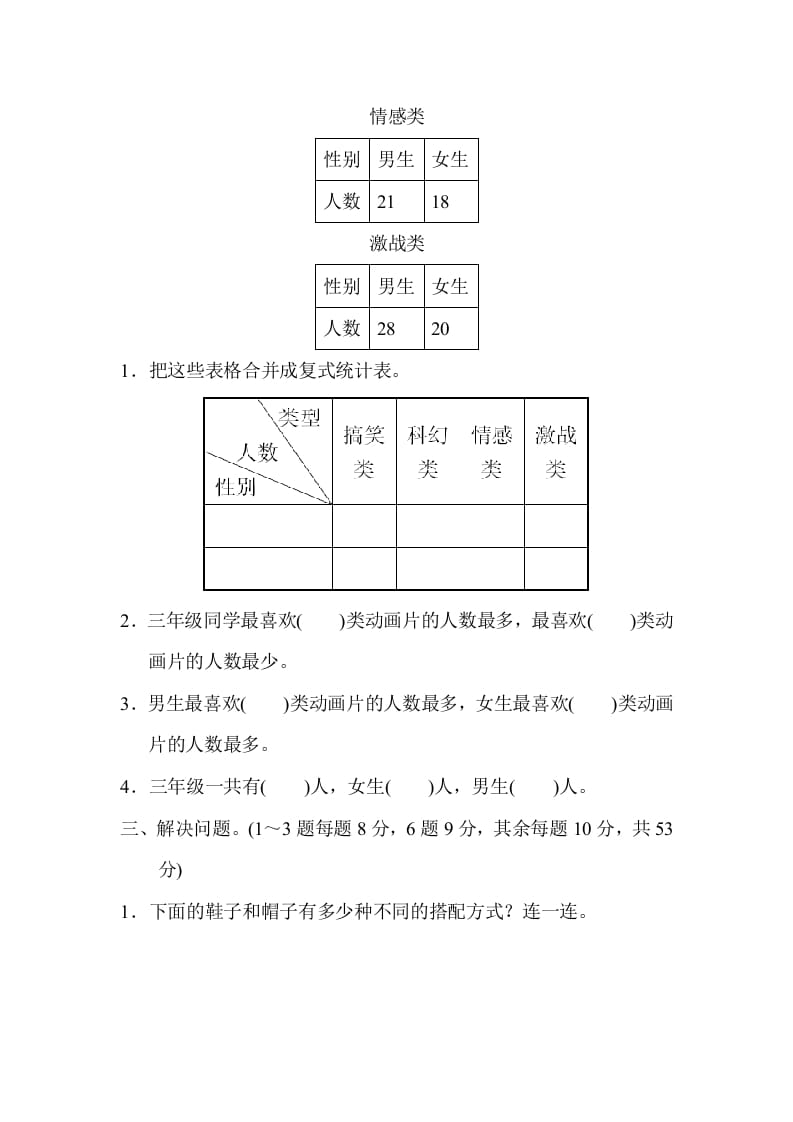 图片[2]-三年级数学下册期末归类卷(3)-米大兔试卷网