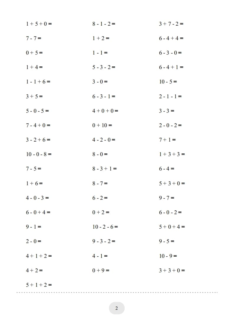 图片[2]-一年级数学上册（10以内的加减法--连加连减）2000题（人教版）-米大兔试卷网