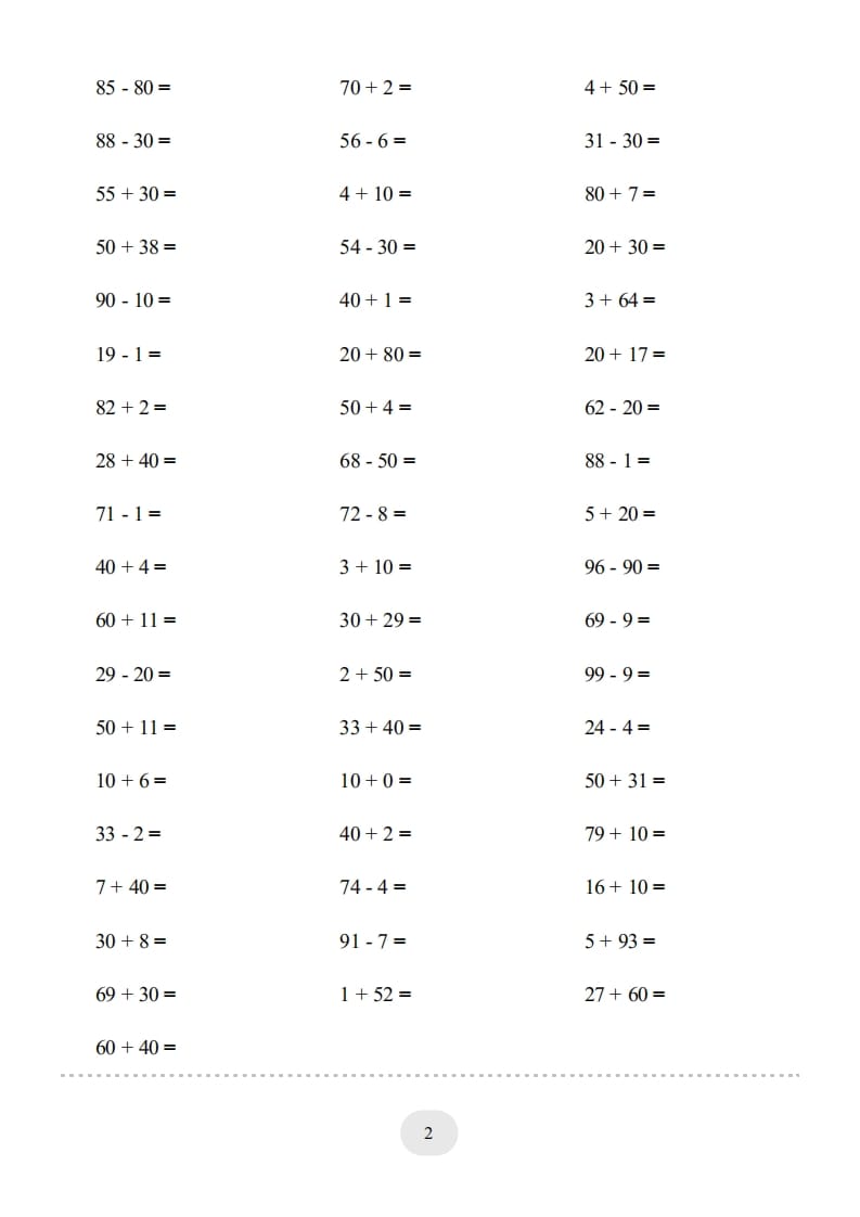 图片[2]-一年级数学上册（100以内的加减法(一)4000题2（人教版）-米大兔试卷网