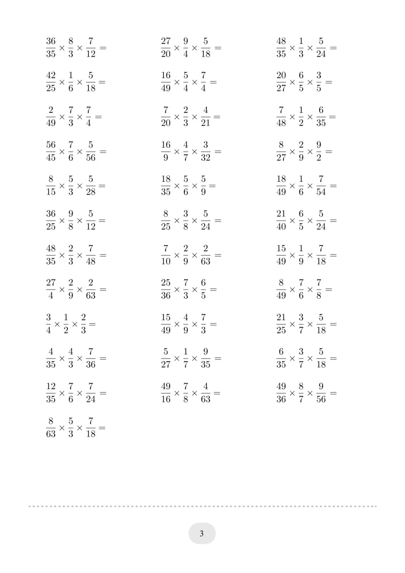 图片[3]-六年级数学上册▲口算题（分数连乘）连打版（人教版）-米大兔试卷网