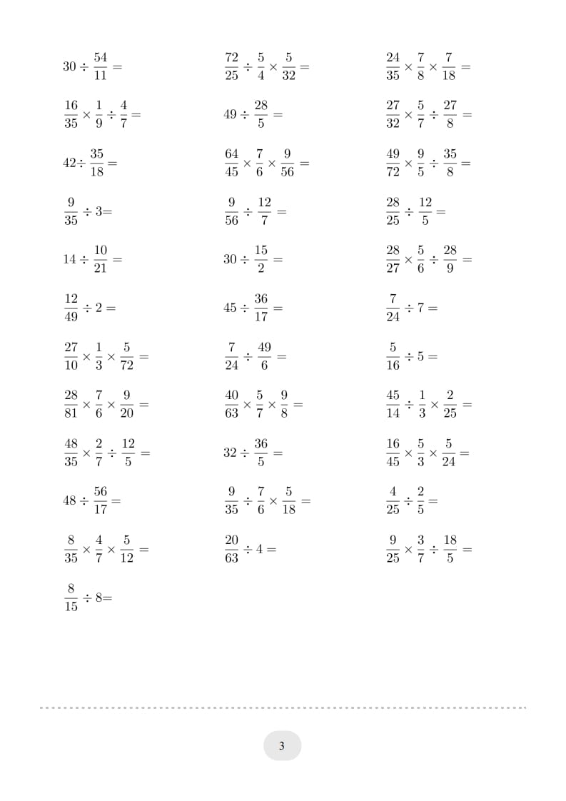 图片[3]-六年级数学上册▲口算题（分数除法）连打版（人教版）-米大兔试卷网