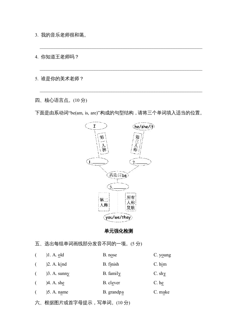 图片[2]-五年级英语上册Unit1单元知识梳理卷（人教版PEP）-米大兔试卷网