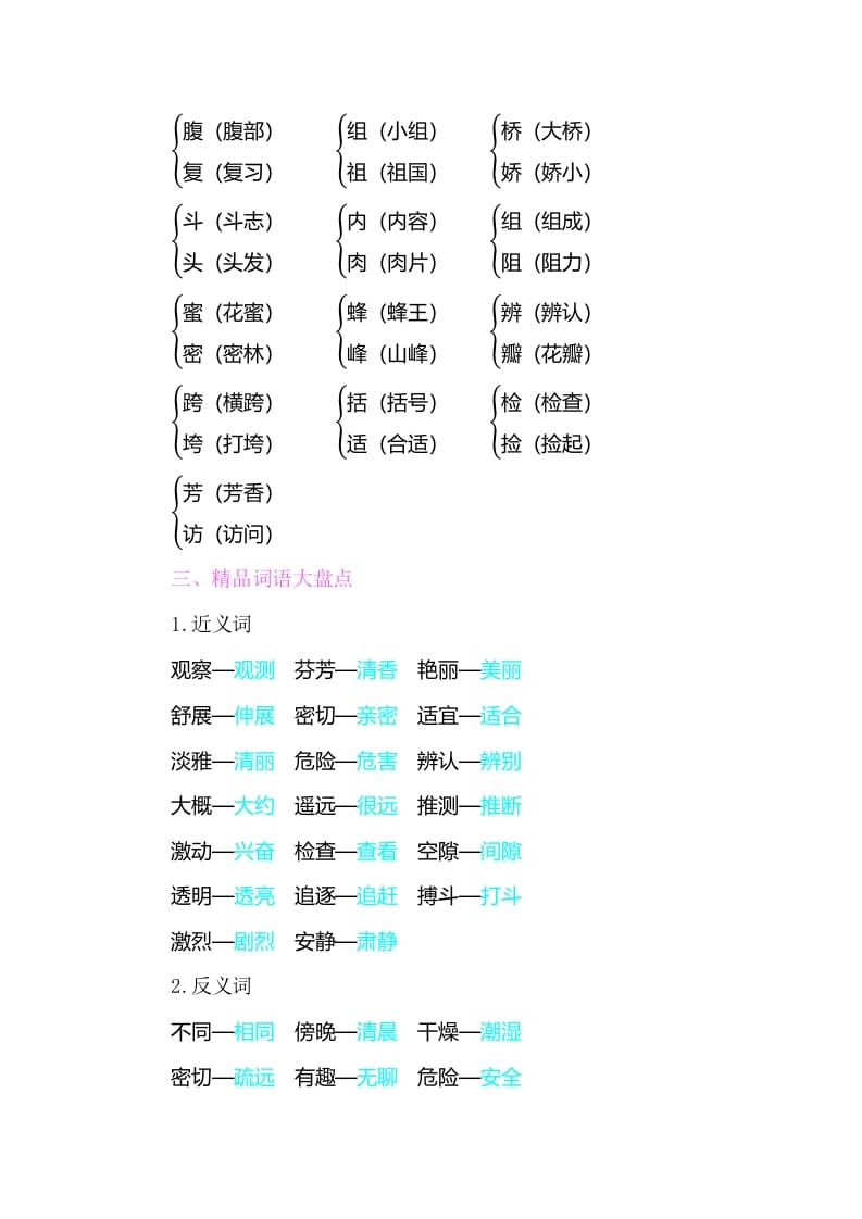 图片[2]-三年级语文下册知识小结-第四单元-米大兔试卷网