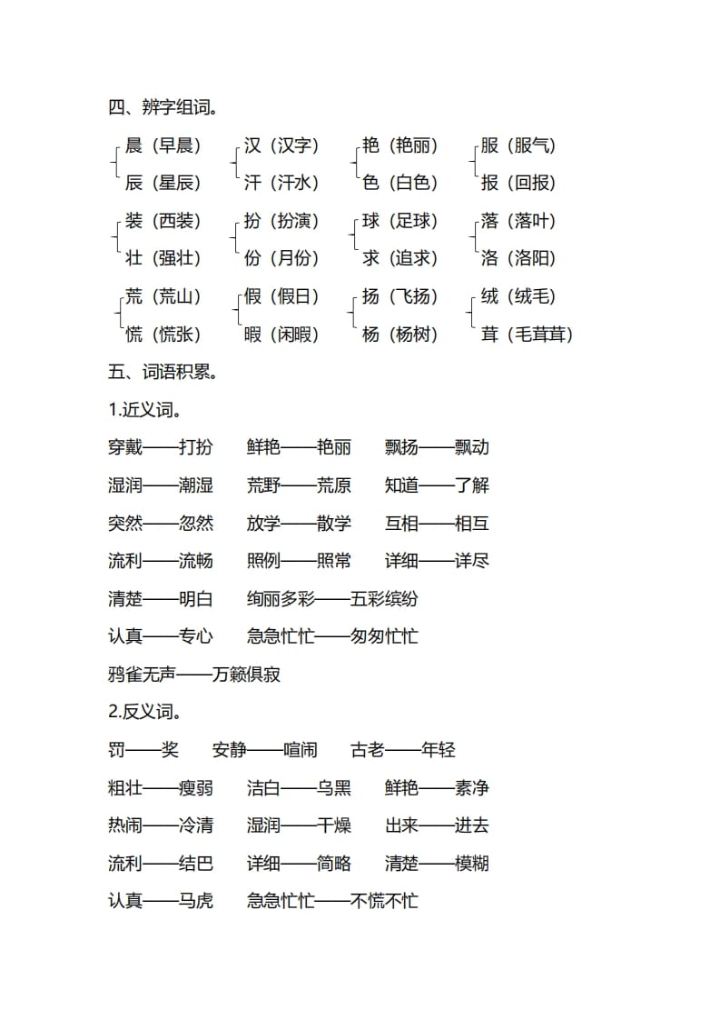 图片[3]-三年级语文上册第一单元知识要点归纳（部编版）-米大兔试卷网