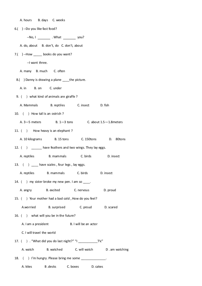 图片[2]-六年级英语上册期末试卷3（人教版一起点）-米大兔试卷网