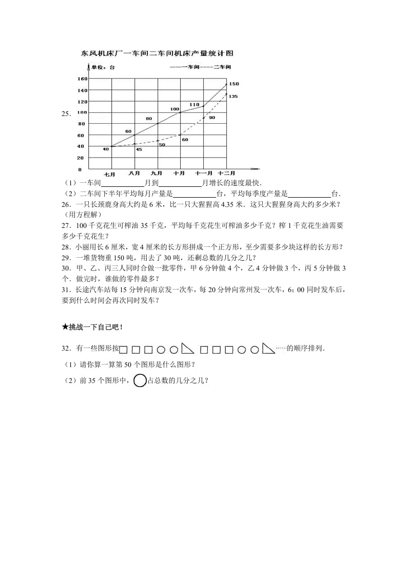 图片[3]-五年级数学下册苏教版下学期期中测试卷8-米大兔试卷网