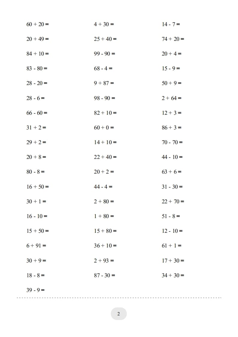 图片[2]-一年级数学上册100以内的加减法（一）4000题1（人教版）-米大兔试卷网