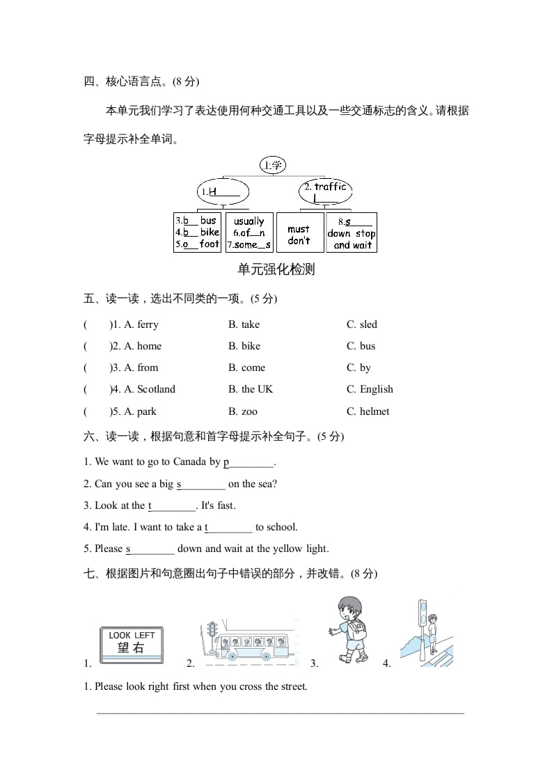 图片[2]-六年级英语上册Unit2单元知识梳理卷（人教版PEP）-米大兔试卷网