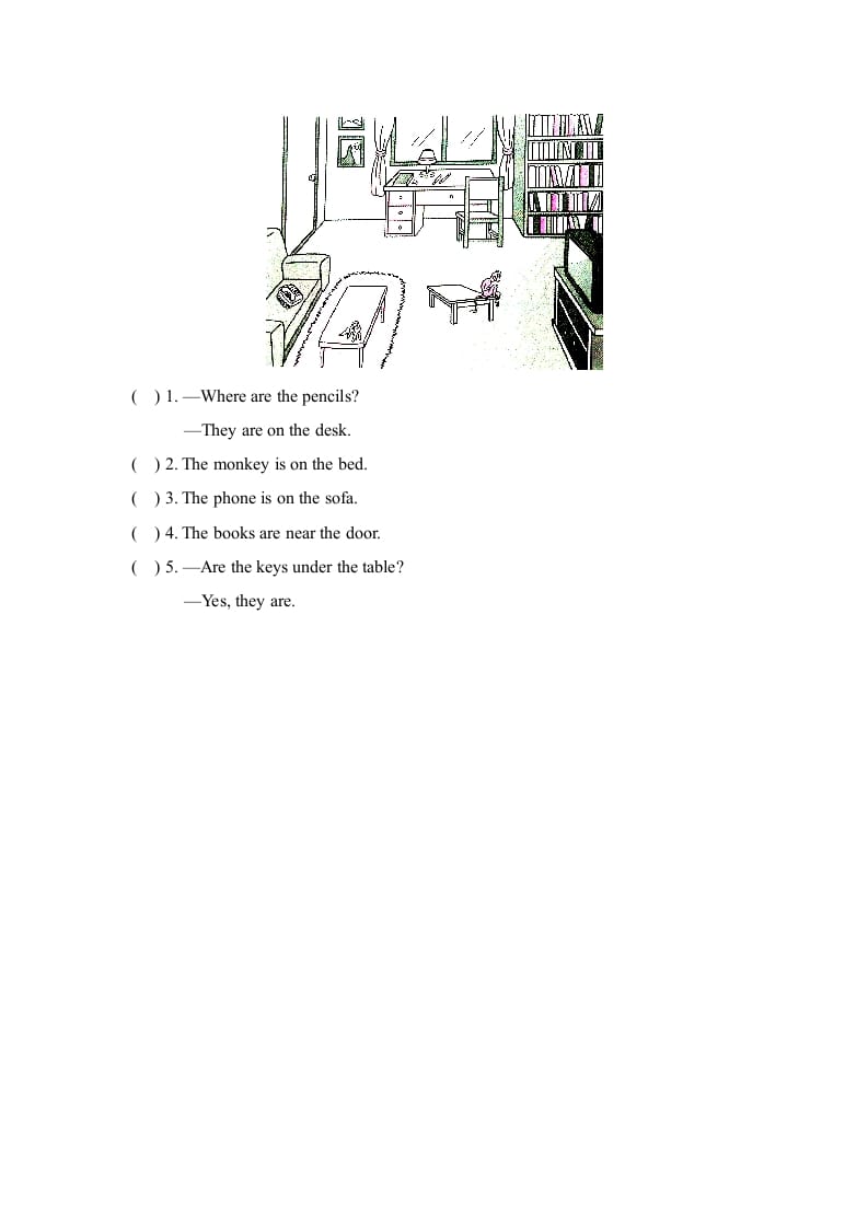 图片[3]-四年级英语上册Unit4_B_阶段训练（人教版一起点）-米大兔试卷网