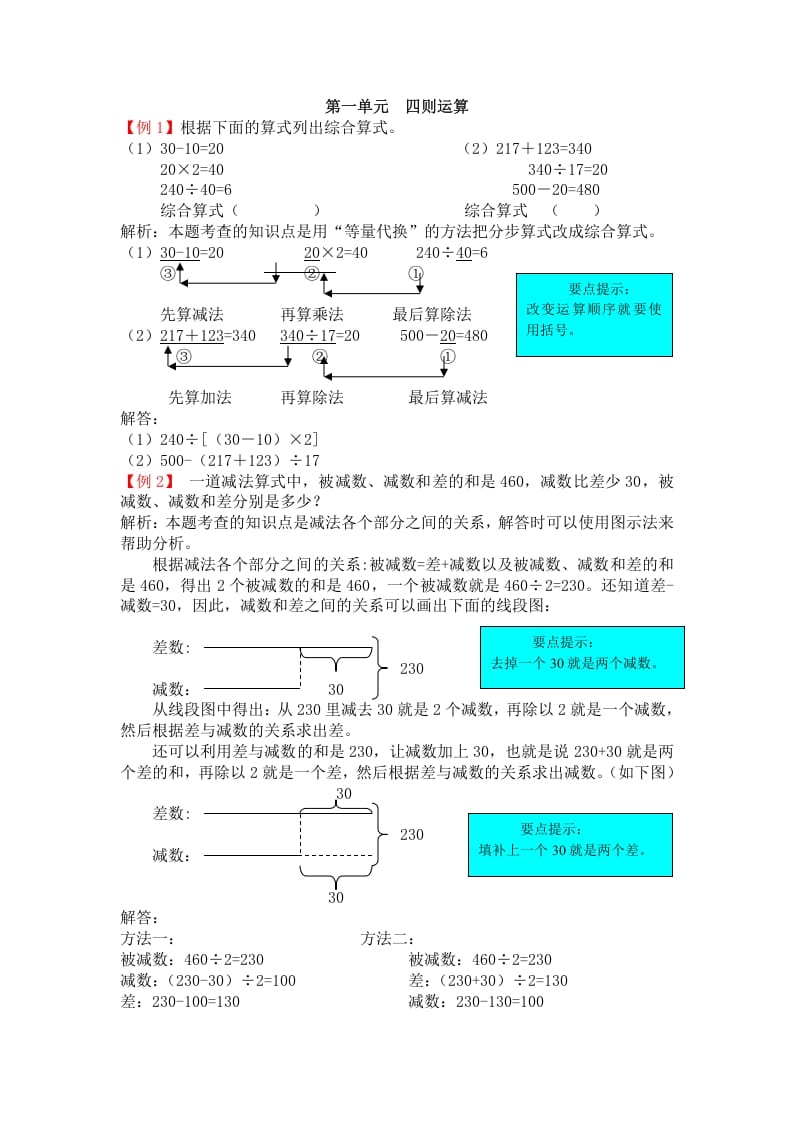 四年级数学下册人教版4年级下-爬坡题-米大兔试卷网