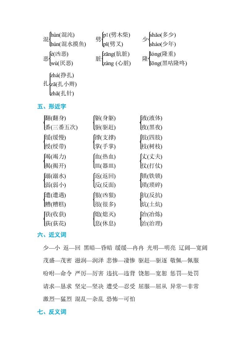 图片[2]-四年级语文上册第四单元单元知识小结-米大兔试卷网