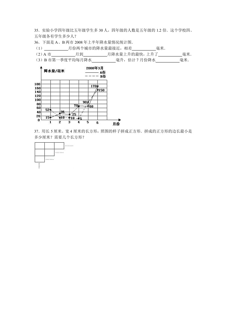 图片[3]-五年级数学下册苏教版下学期期中测试卷11-米大兔试卷网