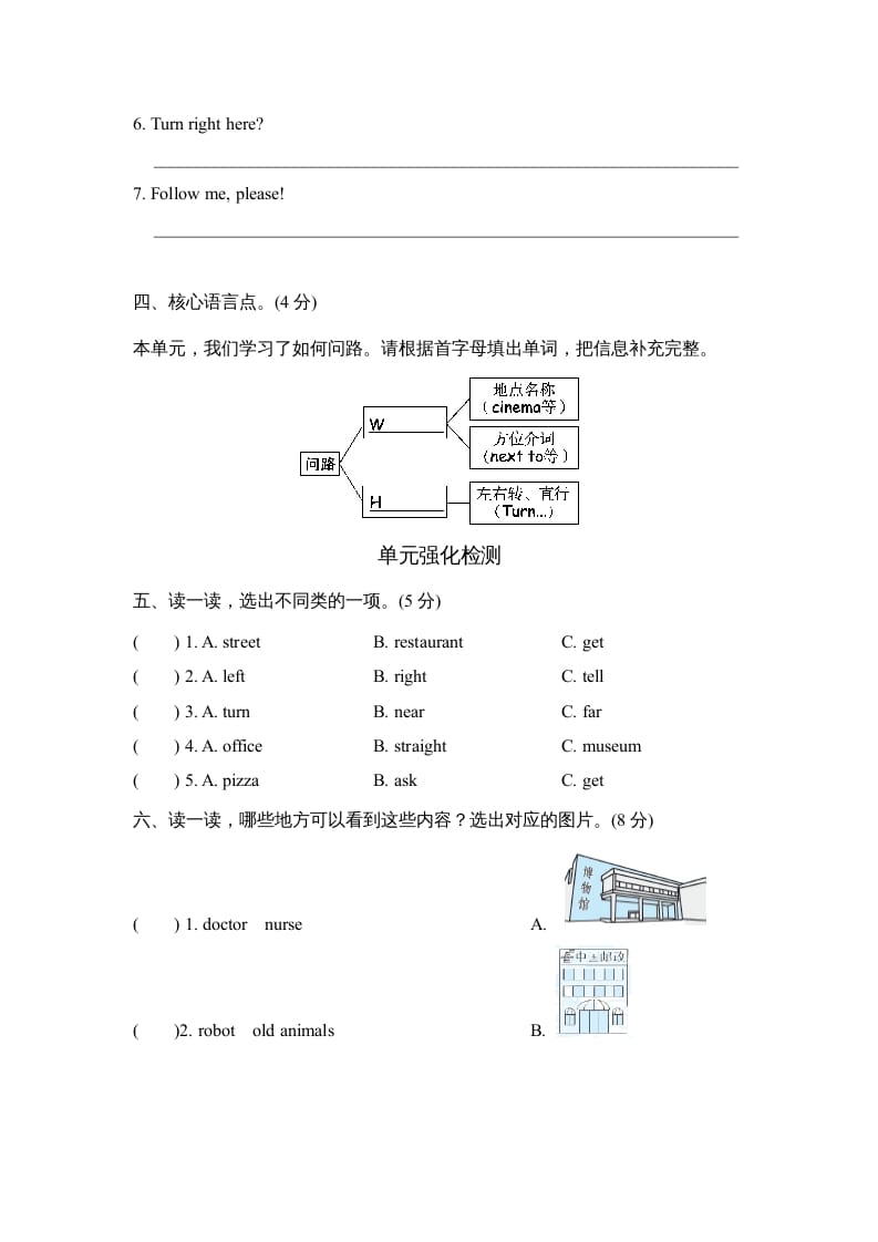 图片[2]-六年级英语上册Unit1单元知识梳理卷（人教版PEP）-米大兔试卷网