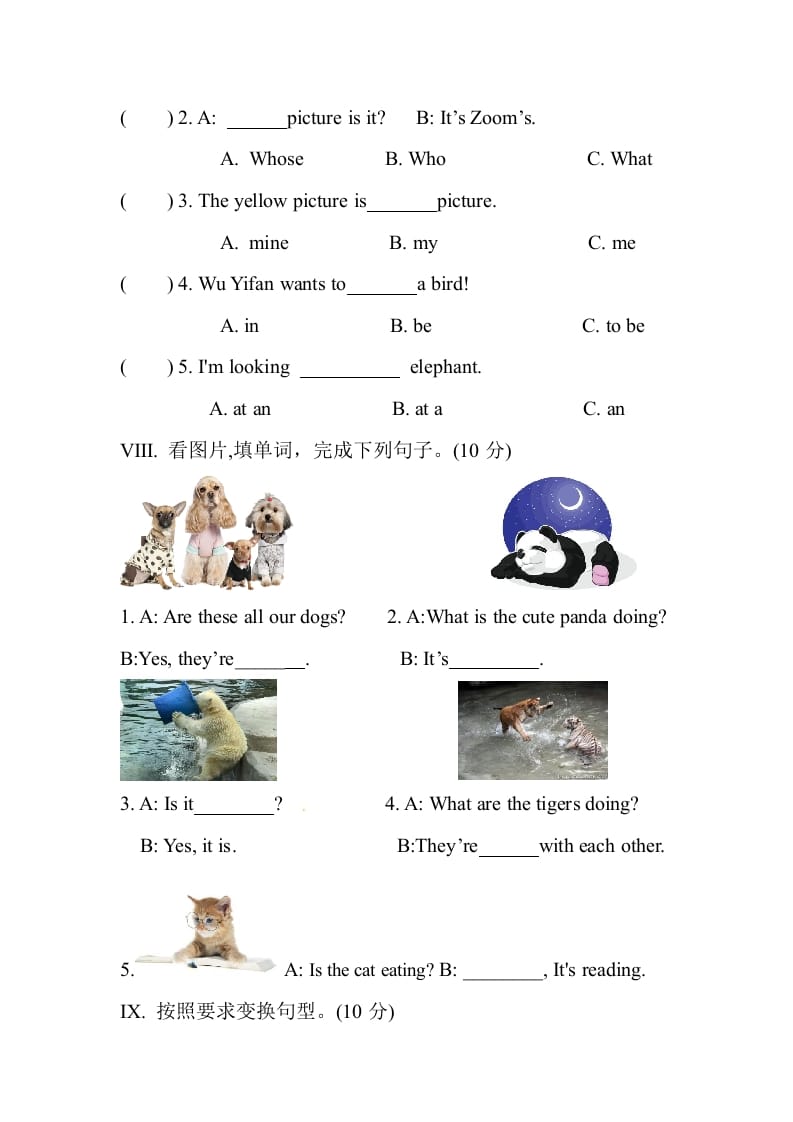 图片[3]-五年级数学下册Unit5Whosedogisit单元测试-米大兔试卷网