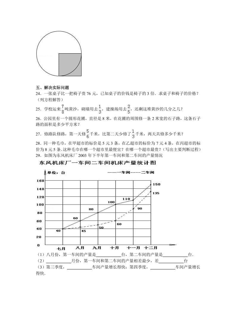 图片[3]-五年级数学下册苏教版下学期期末测试卷12-米大兔试卷网