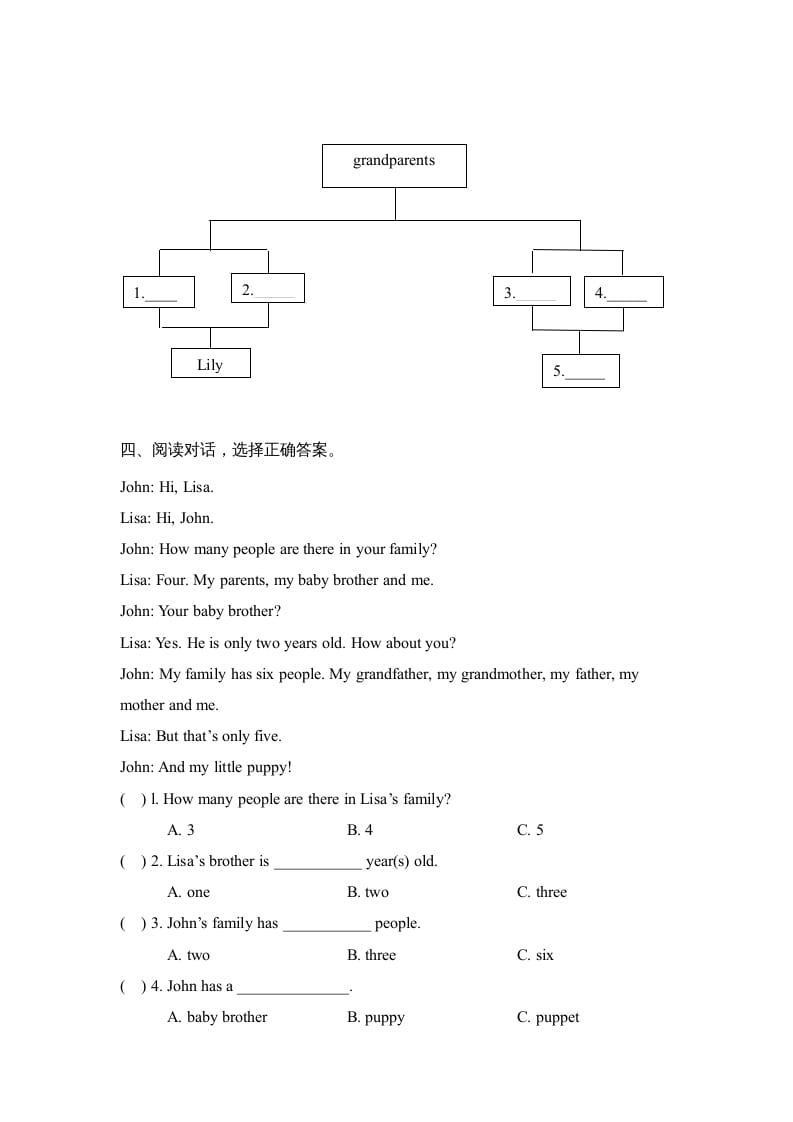 图片[2]-四年级英语上册Unit6_A_阶段训练（人教版一起点）-米大兔试卷网