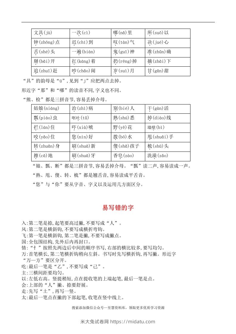 图片[3]-一年级语文下册期末总结—易读（写）错的字-米大兔试卷网