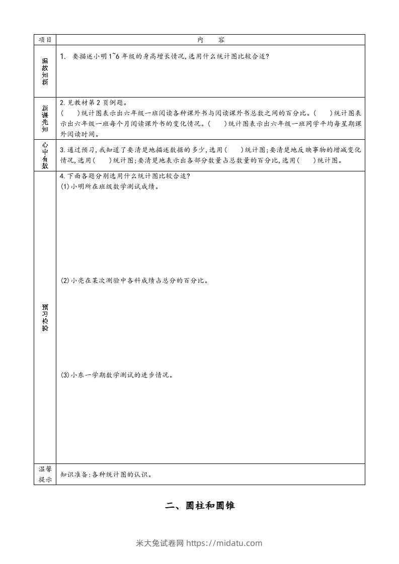 图片[2]-六年级数学下册预习单（苏教版）-米大兔试卷网