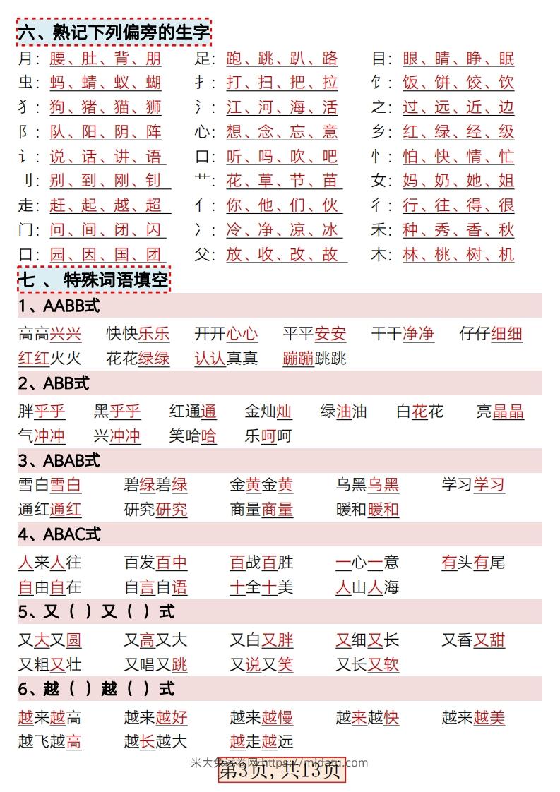 图片[3]-★3.9新版一年级语文下册全册重点知识总结-米大兔试卷网