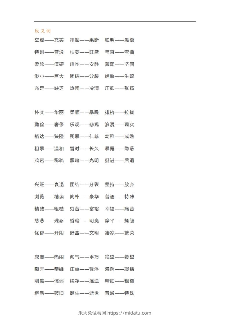 图片[3]-六年级语文下册近义词反义词汇总（部编版）-米大兔试卷网