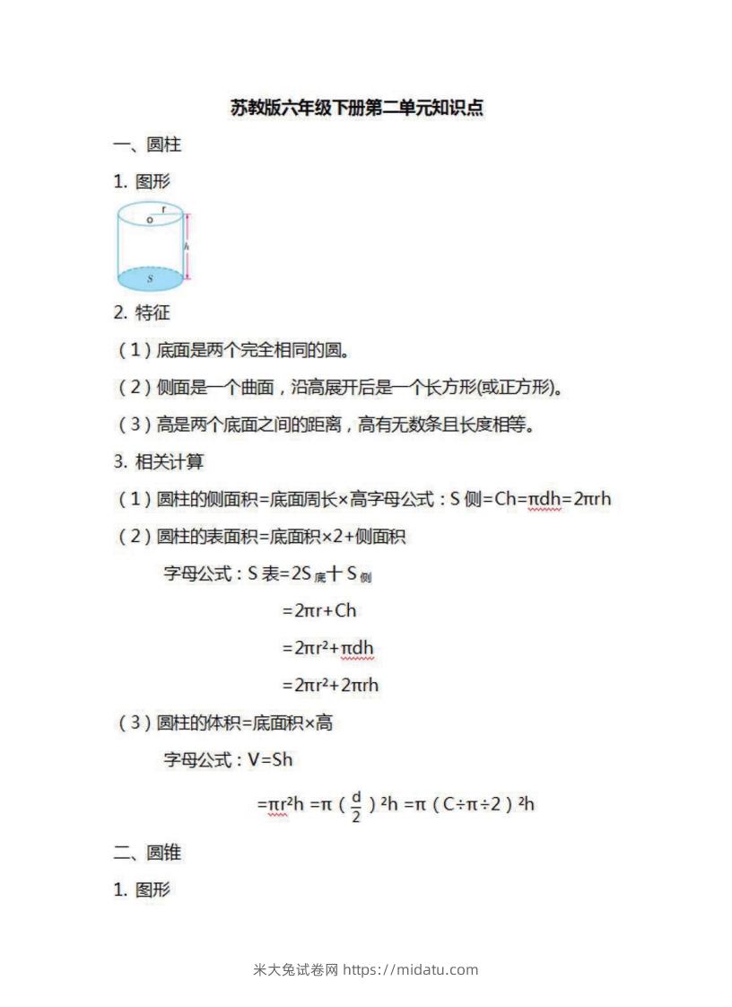 图片[2]-六年级下册数学苏教版知识要点汇总-米大兔试卷网