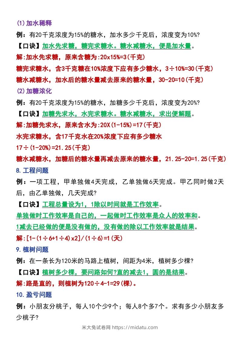 图片[3]-六年级下册数学小升初常考题型14道-米大兔试卷网