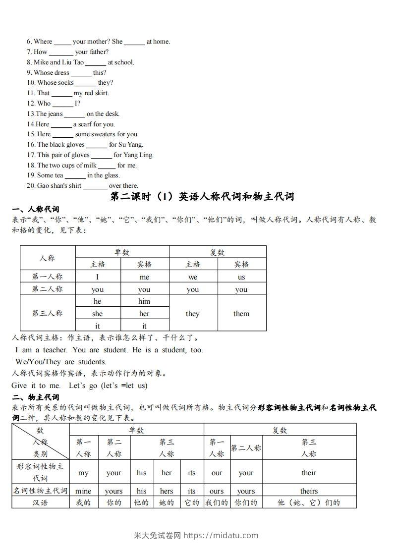 图片[2]-最新外研版初一英语语法知识点总结复习(最新超详细版)-米大兔试卷网