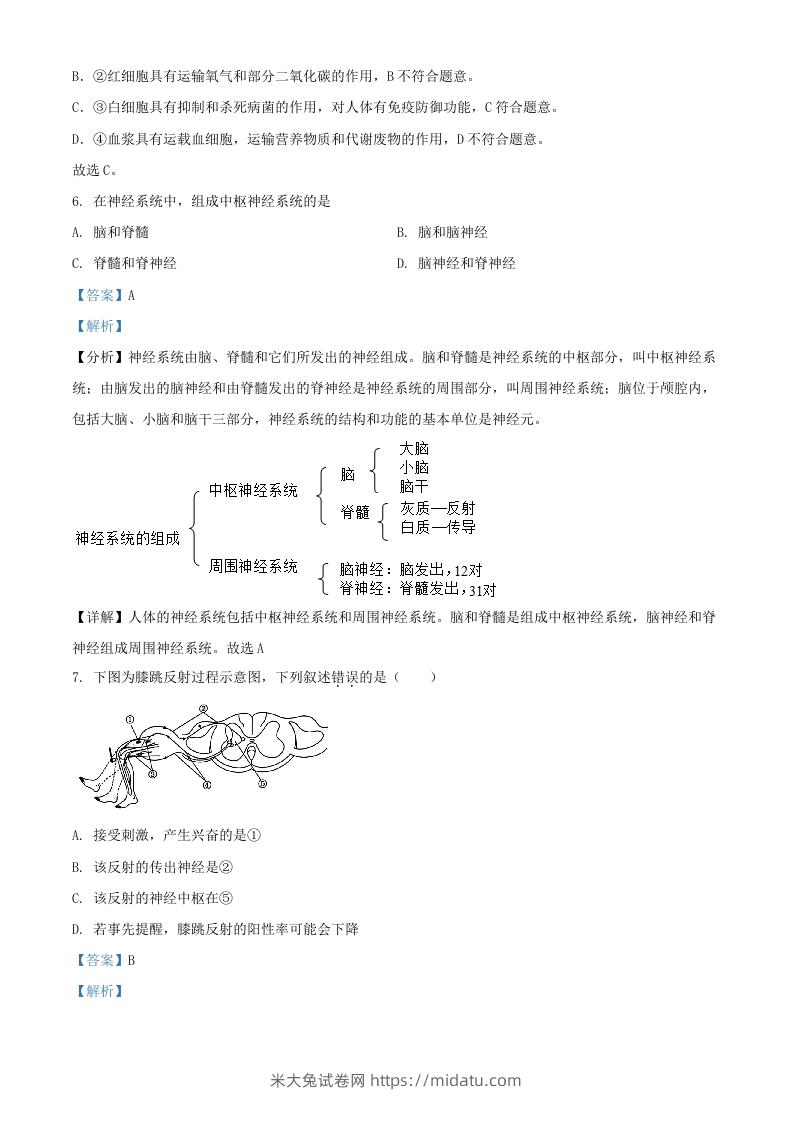 图片[3]-2024年上海中考生物试题及答案(Word版)-米大兔试卷网