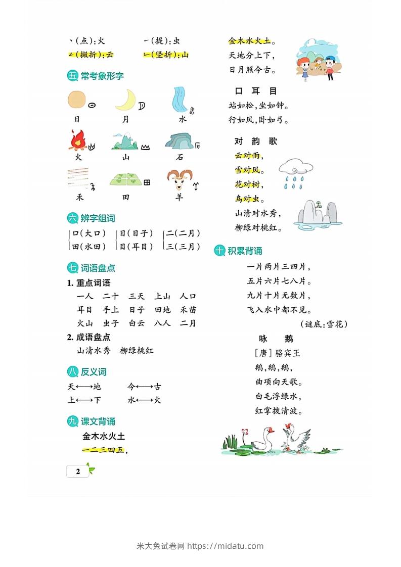 图片[2]-一上语文必考梳理-米大兔试卷网