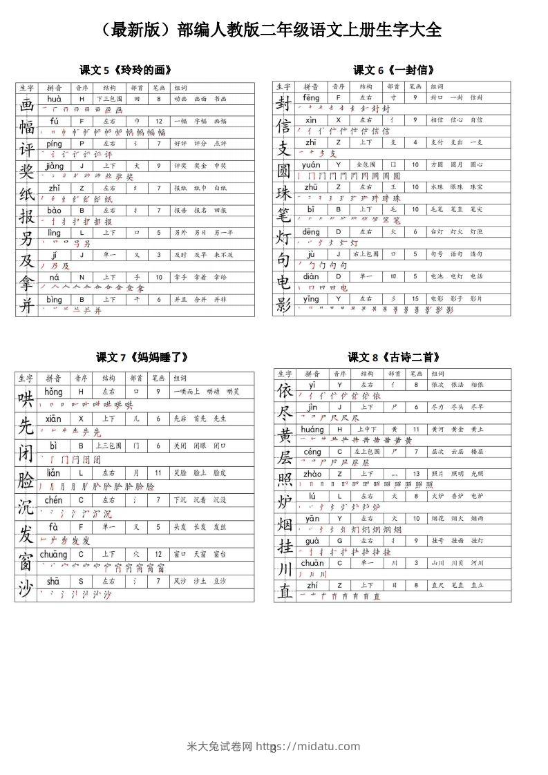 图片[3]-【二上语文】最最最新款二上课本生字大全-米大兔试卷网