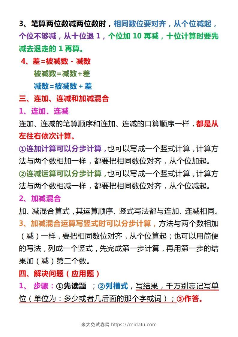 图片[3]-【人教版】二上数学重点知识点汇总预习-米大兔试卷网