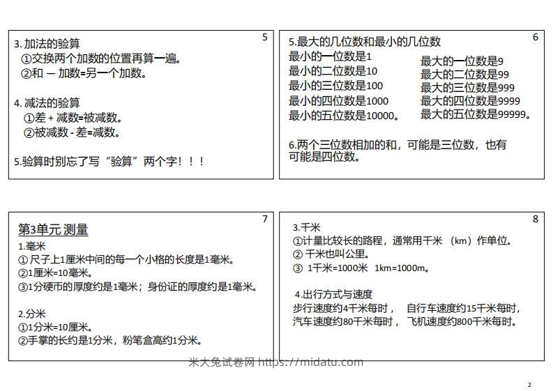 图片[2]-【人教三年级】数学上册必背笔记-米大兔试卷网