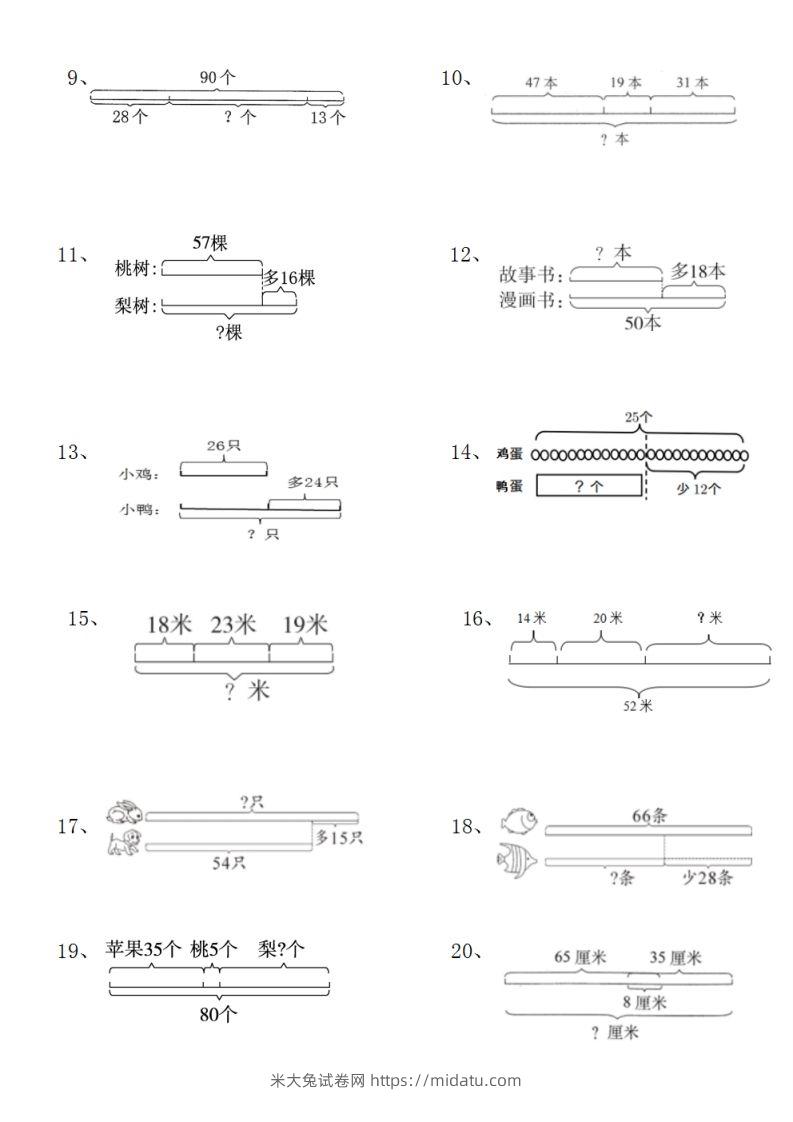 图片[2]-二上数学典型线段图列式计算-米大兔试卷网