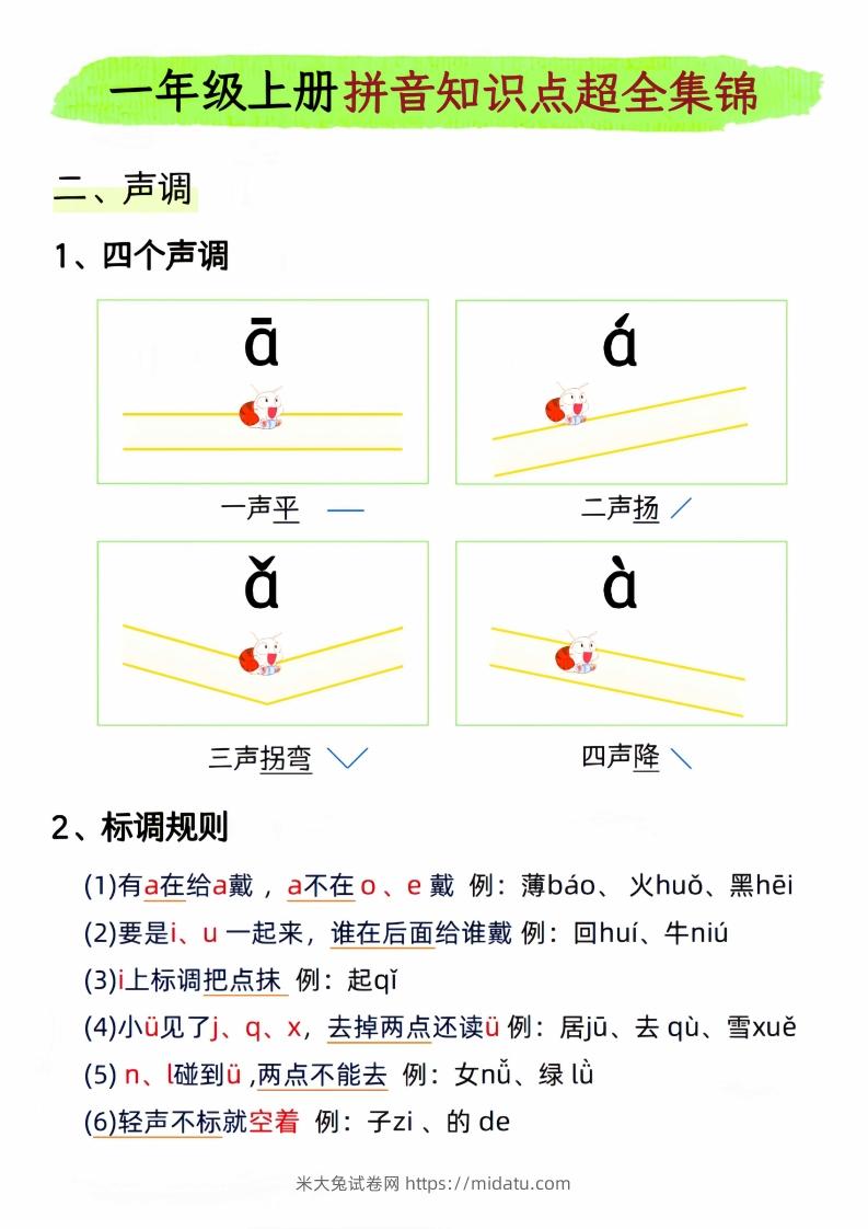 图片[2]-一年级上册语文拼音知识点超全集锦_-米大兔试卷网