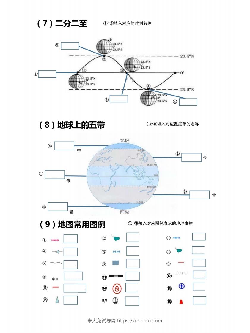 图片[3]-七上地理18个重点图填空训练-米大兔试卷网